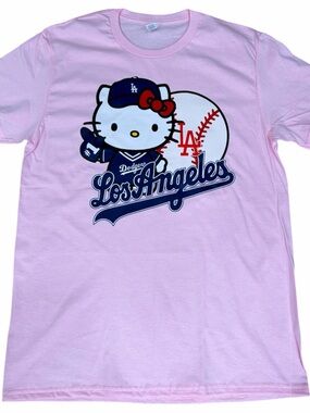Pink Hello Kitty Los Angeles Dodgers Graphic Tee LA Dodgers t-shirt hello kitty